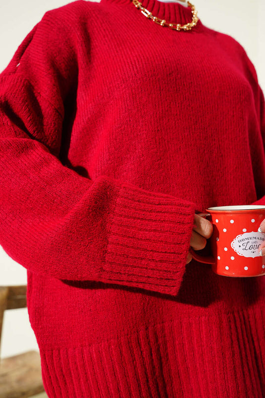 Tunique Tricot Oversize Rouge