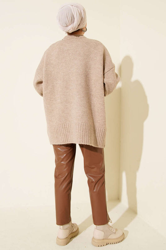 Basic Oversize Triko Tunik Taş