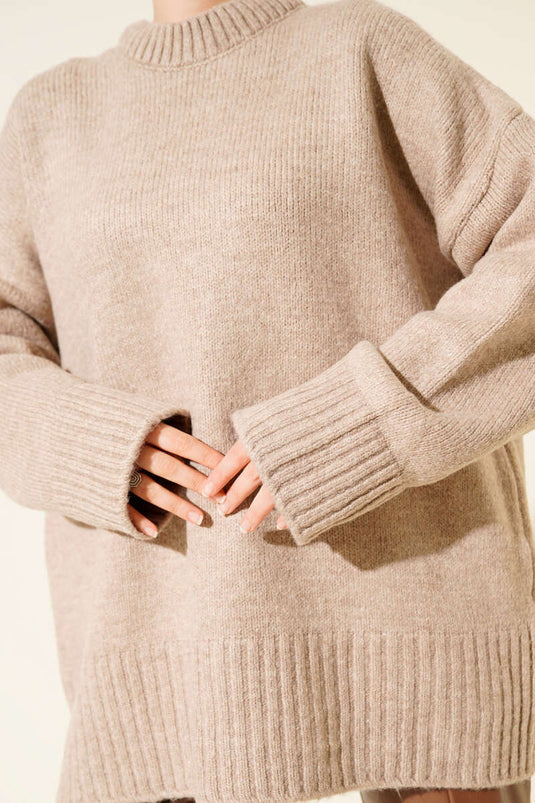 Basic Oversize Triko Tunik Taş