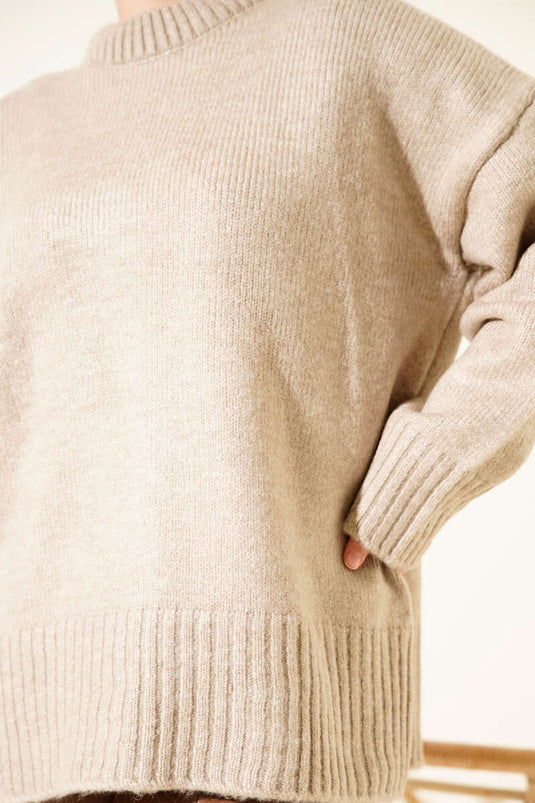 Basic Oversize Triko Tunik Vizon