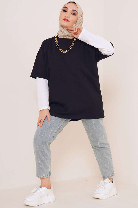Tshirt Oversize Basique Siyah