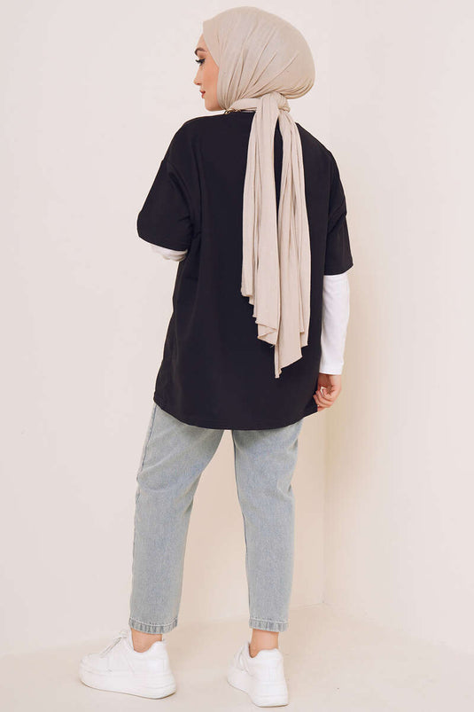 Tshirt Oversize Basique Siyah