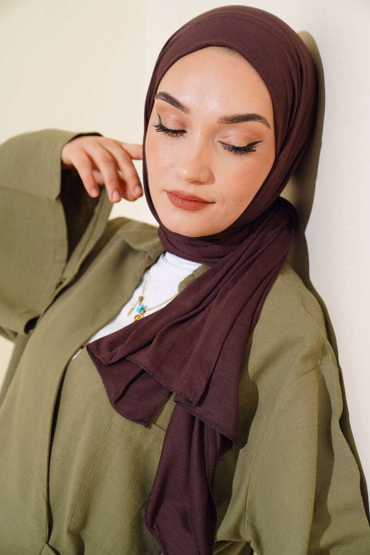 Châle en coton peigné basique, café amer