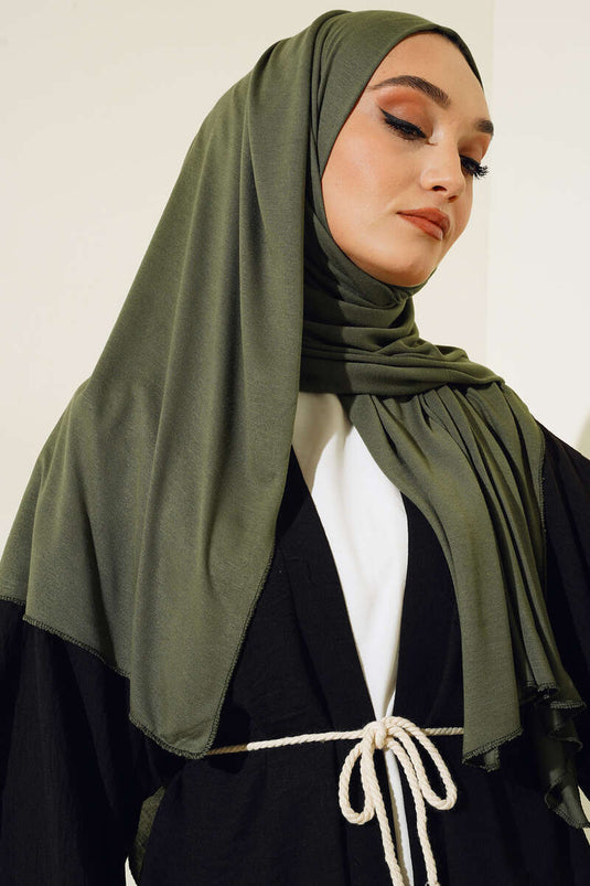 Châle basique en coton peigné kaki