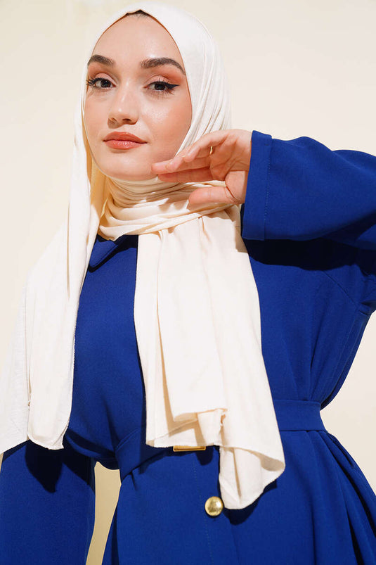 Châle en coton peigné basique couleur crème