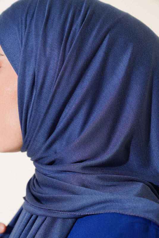 Châle basique en coton peigné bleu marine