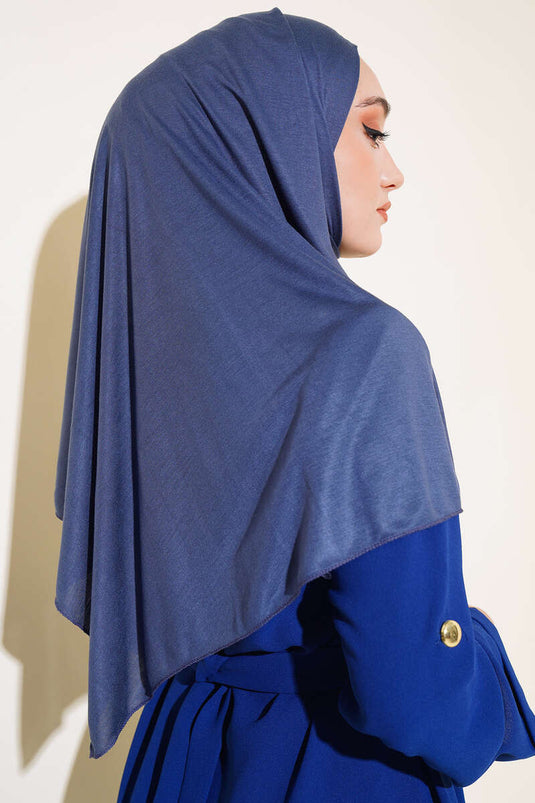 Châle basique en coton peigné bleu marine
