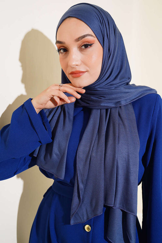 Châle basique en coton peigné bleu marine