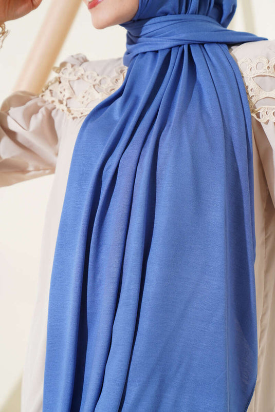 Châle en coton peigné basique bleu