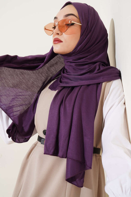 Châle en coton peigné basique violet