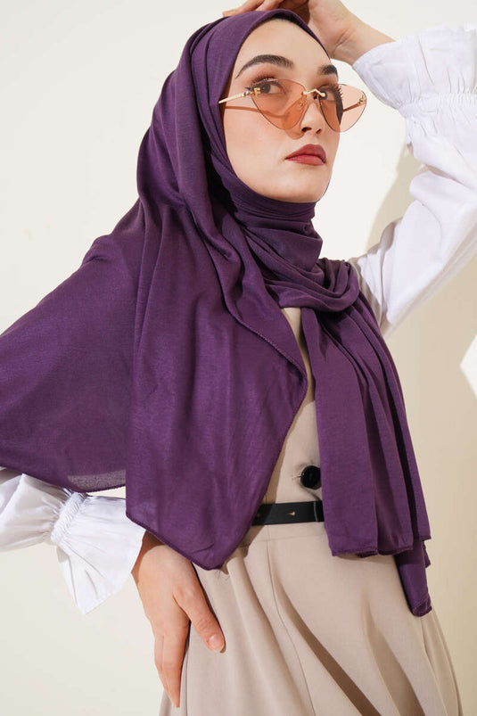 Châle en coton peigné basique violet