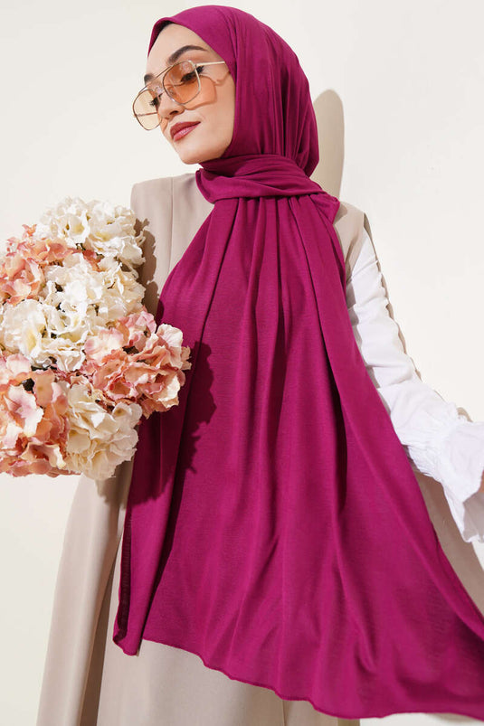 Châle basique en coton peigné couleur prune