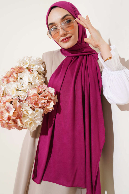 Châle basique en coton peigné couleur prune