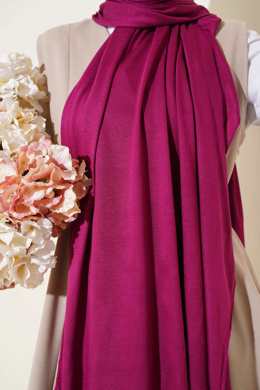 Châle basique en coton peigné couleur prune