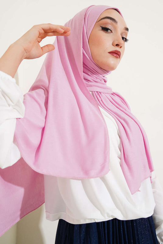 Châle rose en coton peigné basique