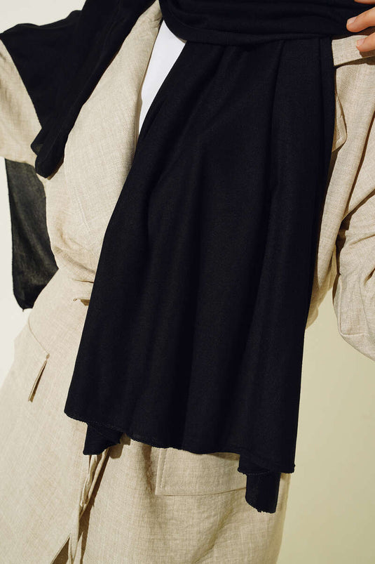 Châle noir basique en coton peigné