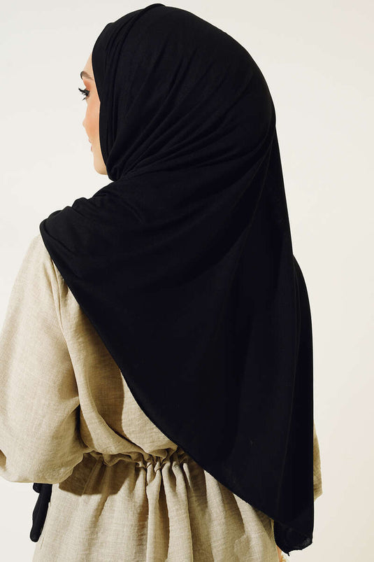 Châle noir basique en coton peigné