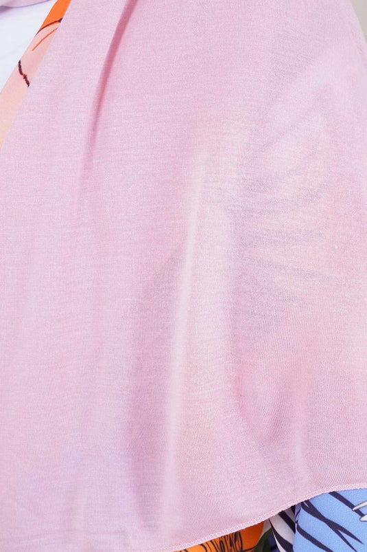 Châle en coton peigné basique rose poudré