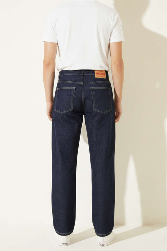 Pantalon en jean pour homme coupe droite basique bleu marine