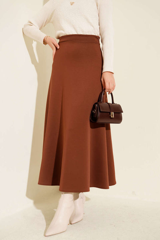 Basic Scuba Skirt Brown