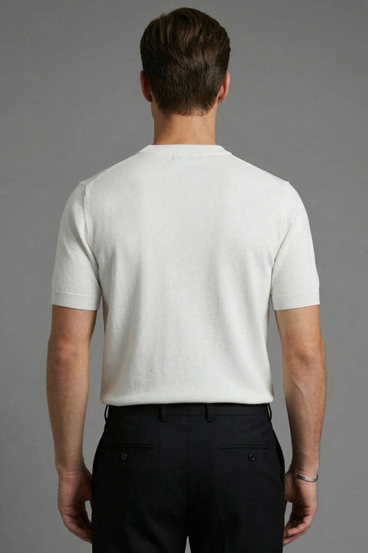 T-shirt tricot homme col rond basique blanc
