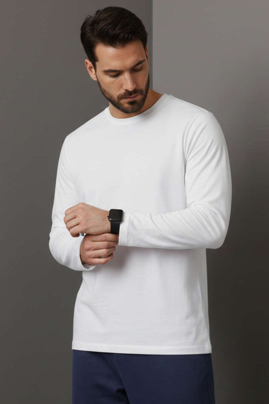 Basic Long Sleeve Sweatshirt White