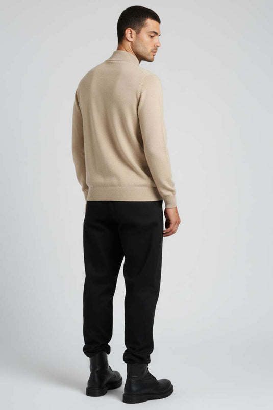 Basic Yarım Balıkçı Erkek Kazak Bej