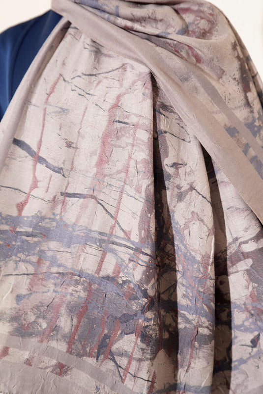 Baskı Desen Bambu Kraş Şal Taş