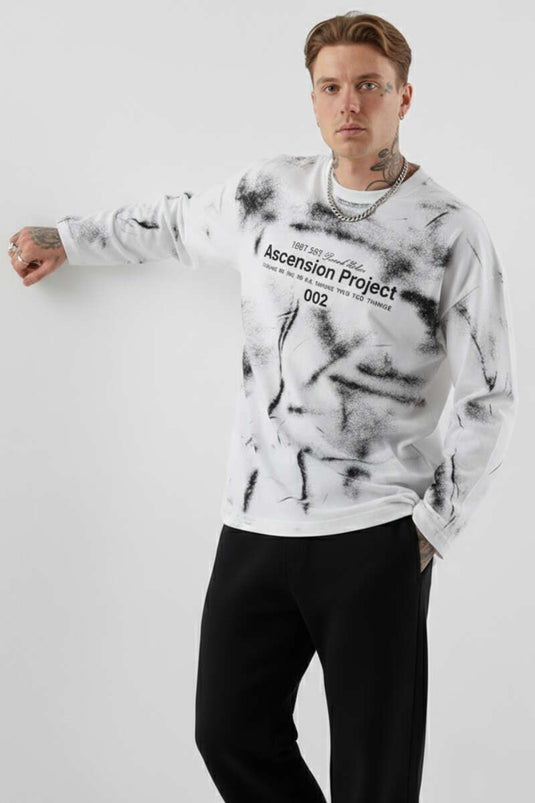 Printed Tie-Dye Men's Sweatshirt Ecru