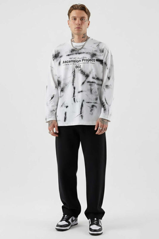 Printed Tie-Dye Men's Sweatshirt Ecru