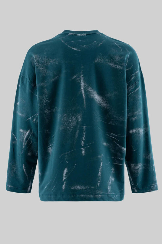 سويت شيرت رجالي بطبعة باتيك باللون البترولي