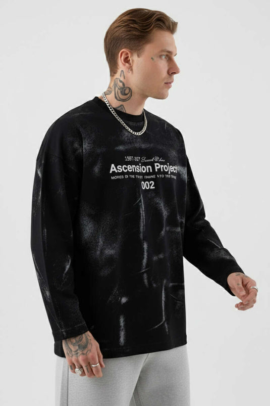 Printed Tie-Dye Men's Sweatshirt Black