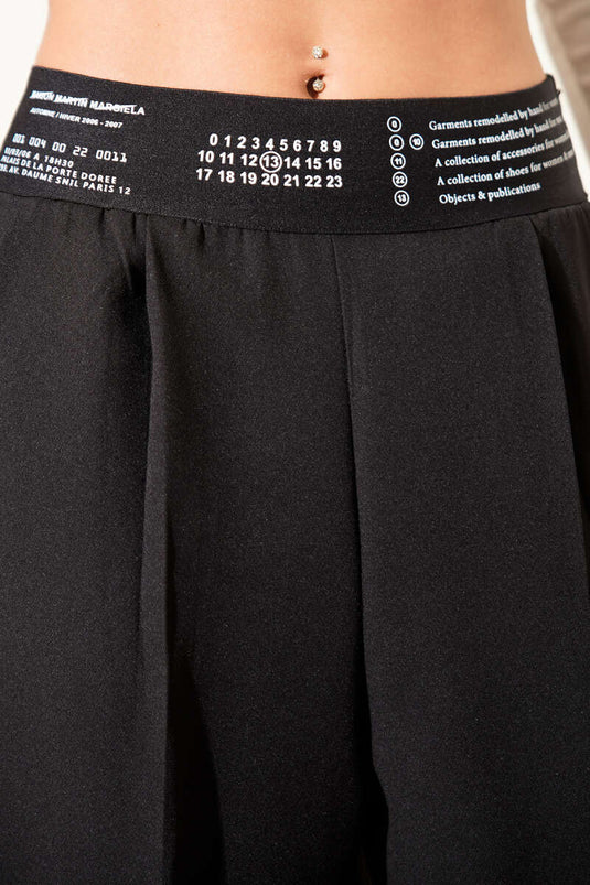 Printed Elastic Waist Palazzo Pants Black