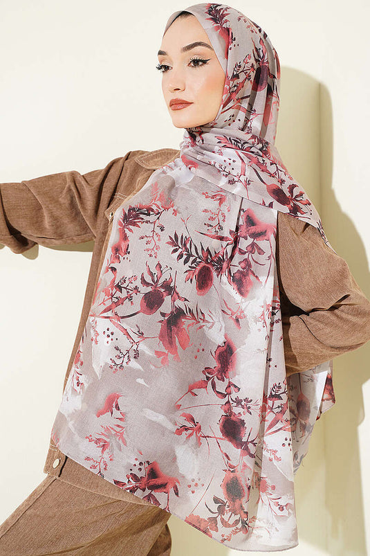 Beige Bloemenpatroon Sjaal