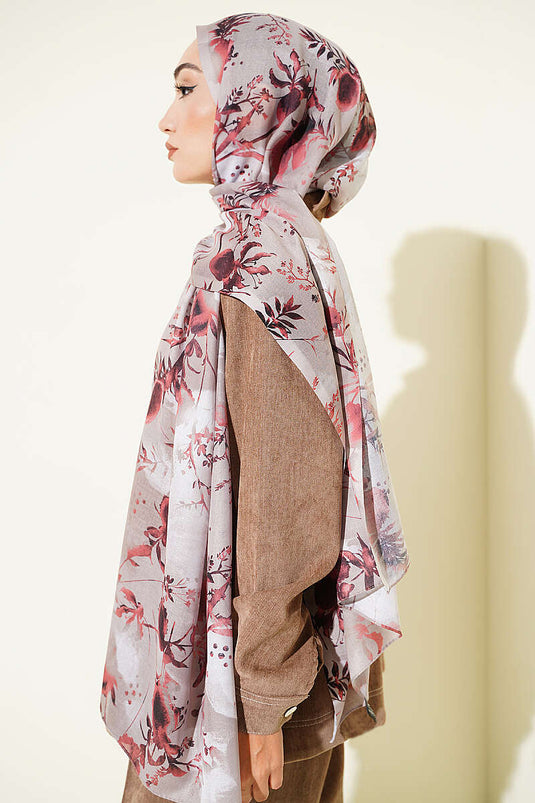Beige Bloemenpatroon Sjaal