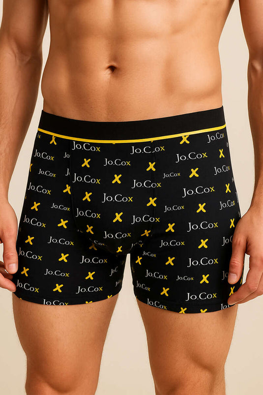 Boxers imprimés pour hommes, noir et jaune