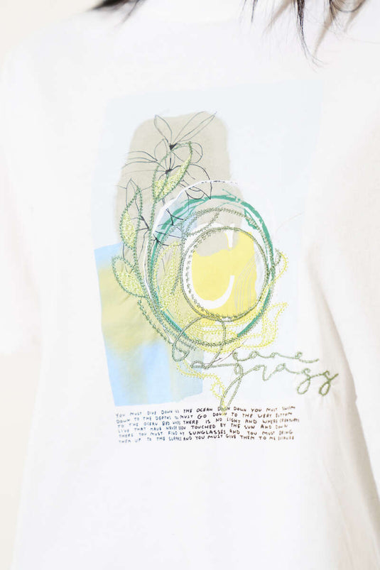 Ourlet élastiqué imprimé écru