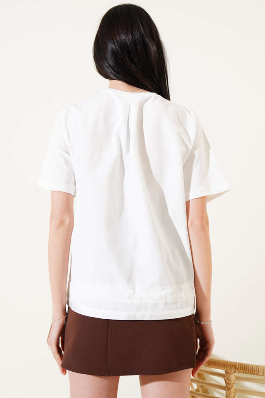 Ourlet élastiqué imprimé écru