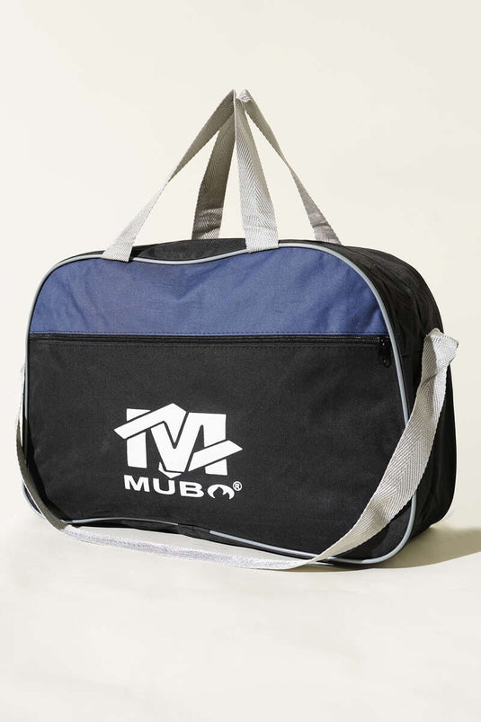 Valise imprimée à fermeture éclair, bleu marine