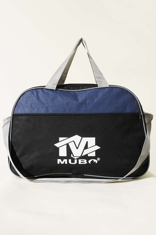 Valise imprimée à fermeture éclair, bleu marine