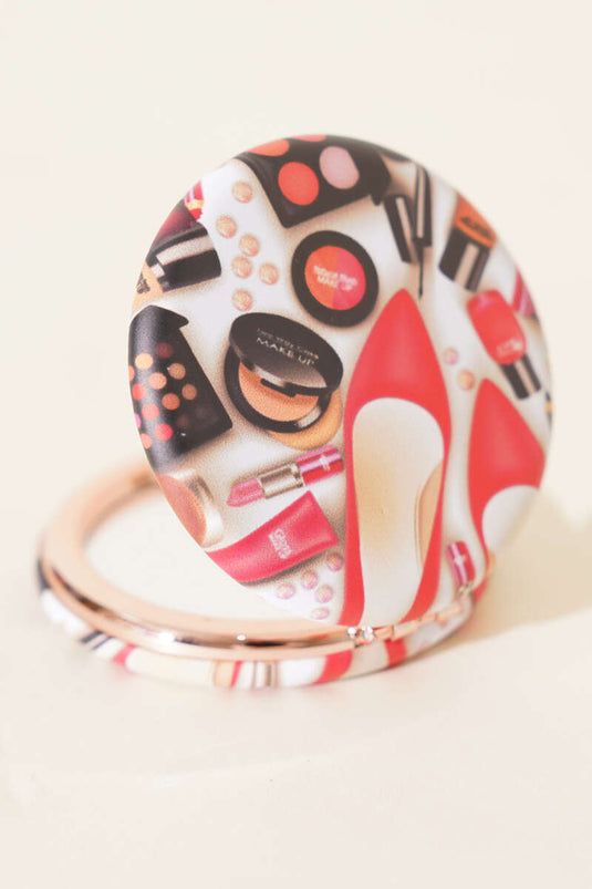 Bedrukte ronde zakspiegel, assortiment van 4