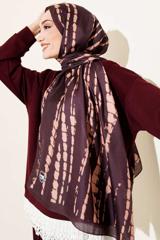 Batik Akış Çizgili Soft Şal Acı Kahve