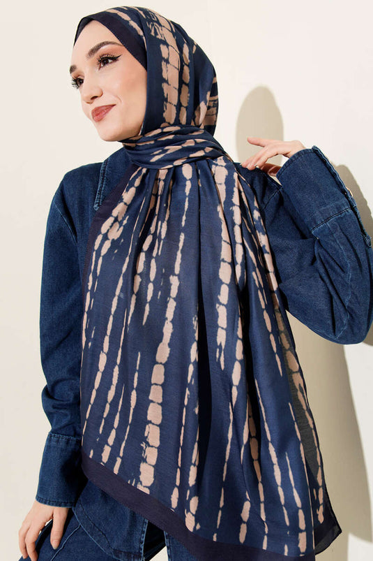 Batik Akış Çizgili Soft Şal Lacivert