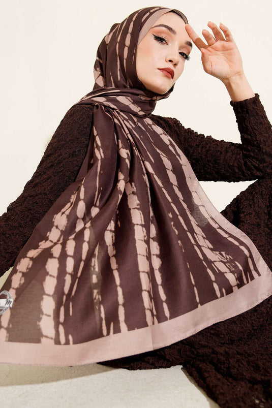 Batik Flowing Striped Soft Shawl Latte