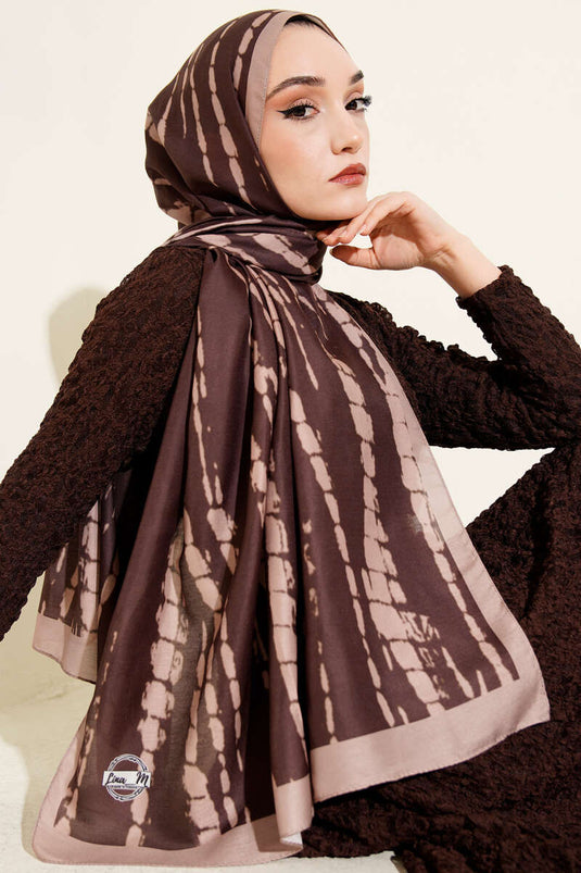 Batik Flowing Striped Soft Shawl Latte