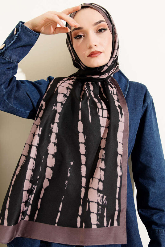 Batik Flow Striped Soft Shawl Black Mink