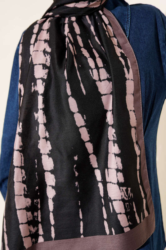 Batik Flow Striped Soft Shawl Black Mink