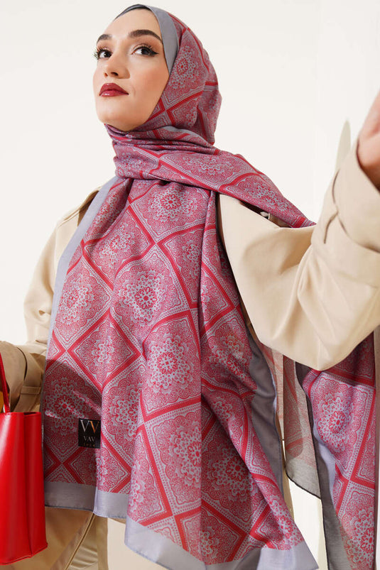 Châle doux gris à motif batik