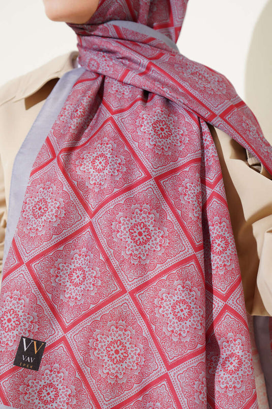 Châle doux gris à motif batik