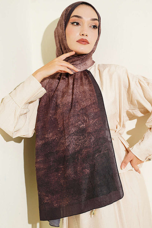 Batik Degrade Bambu Kraş Şal Acı Kahve